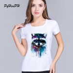 PyHenPH New 2017 T shirt for women Raccoon O-neck short sleeved women T-shirt Fashion design Tops