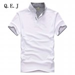 Q.E.J New 2016 Brand Solid Stand collar polo Shirt Casual Men Summer Short-sleeve Camisa Polo Slim Fit Men Shirt