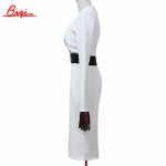 Qiqi Pencil Sheath White Vestidos Women Dress New spring Autumn Fashion Slim Sexy OL V-neck Long Sleeve Buiness Bodycon Dresses