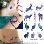 R3004 Disposable Waterproof 3d Tattoo Sticker Color Runs Elk Pattern Temporary Tattoo Stickers Flash Fake Tattoo Foil Decal