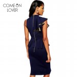 R70132 Comeonlover New style women work sexy pencil dress high quality turtleneck new fashion dress sleeveless bodycon dresses