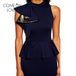 R70132 Comeonlover New style women work sexy pencil dress high quality turtleneck new fashion dress sleeveless bodycon dresses