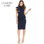 R70132 Comeonlover New style women work sexy pencil dress high quality turtleneck new fashion dress sleeveless bodycon dresses