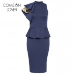 R70132 Comeonlover New style women work sexy pencil dress high quality turtleneck new fashion dress sleeveless bodycon dresses