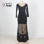 R70229  Elegant off the shoulder women's long dress fashion 2017 new good quality black dress full sleeve sexy maxi dresses long