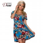 RB70029 Unique design sexy print dress 2017 new summer style casual plus size dress with four colors beautiful beach dress