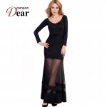 RB70229 New long sleeve sexy dress summer unique design 2016 black dress off ther shoulder cheap clothes china women long dress