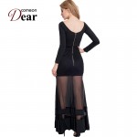 RB70229 New long sleeve sexy dress summer unique design 2016 black dress off ther shoulder cheap clothes china women long dress