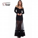 RB70229 New long sleeve sexy dress summer unique design 2016 black dress off ther shoulder cheap clothes china women long dress