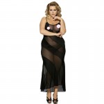 RL7389 Wholesale and retail sex dress black striped woman long nightwear plus size dresses exotic apparel see through dress