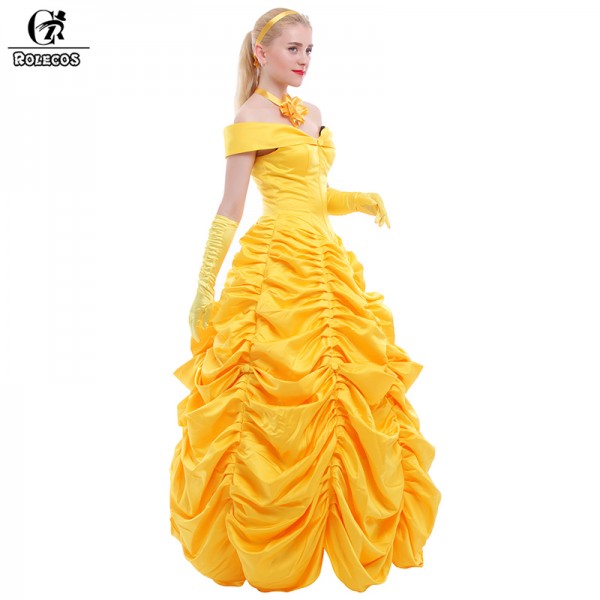 ROLECOS 2016 Fantasia Women Halloween Cosplay Southern Beauty And The Beast Adult Princess Belle Costume CC167A