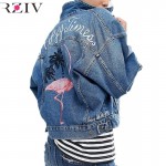 RZIV 2017 spring female jean jacket casual double pocket decorated denim jacket clothing embroidery women jacket coat 