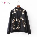 RZIV Women bomber jacket 2016 Casual systemic tree flowers embroidered flight female jacket and women basic coats autumn jacket