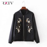 RZIV Women bomber jacket 2016 Casual systemic tree flowers embroidered flight female jacket and women basic coats autumn jacket