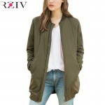 RZIV winer long  jackets and coats 2016 female coat casual long section of solid color bomber jacket women