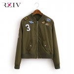 RZIV women bomber jacket basic coats and 2016 female coat flight suit casual women coat embroidered patch women jacket coat 