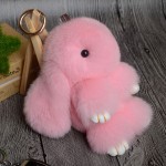 Rabbit Keychain Cute Fluffy Bunny Keychain Rex Genuine Rabbit Fur Pompom Key Ring Pom Pom Toy Doll Bag Charm Car Key Holder