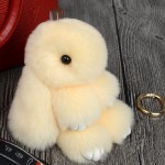 Rabbit Keychain Cute Fluffy Bunny Keychain Rex Genuine Rabbit Fur Pompom Key Ring Pom Pom Toy Doll Bag Charm Car Key Holder