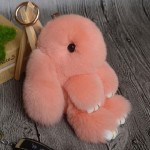 Rabbit Keychain Cute Fluffy Bunny Keychain Rex Genuine Rabbit Fur Pompom Key Ring Pom Pom Toy Doll Bag Charm Car Key Holder