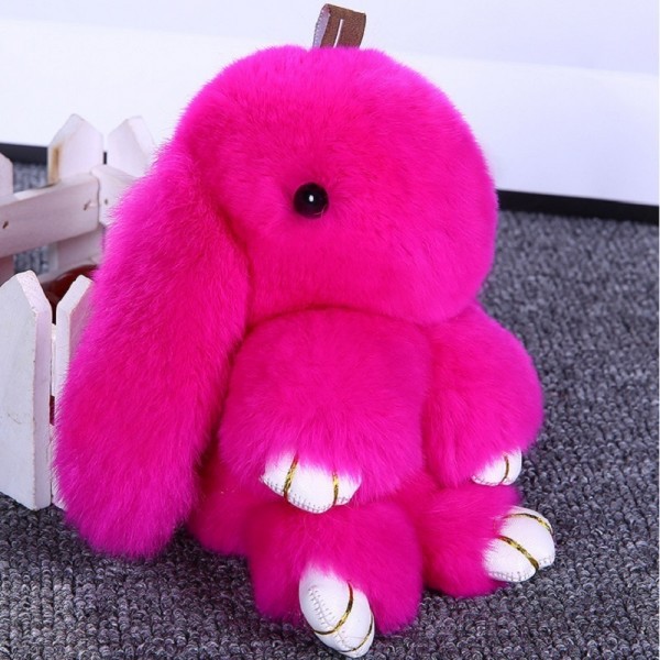 Rabbit Keychain Cute Fluffy Bunny Keychain Rex Genuine Rabbit Fur Pompom Key Ring Pom Pom Toy Doll Bag Charm Car Key Holder