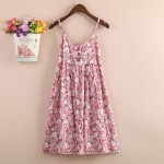 Rachelcoco New Fashion Summer O-Neck Sleeveless Print Floral Vestidos Women Mini Sexy Beach Spaghetti Strap Mori Girl Dresses