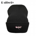 Ralferty Dragonfly Crystal Beanie Hat For Women Hip Hop Cute Winter Hats Caps Female Skullies bonnet femme gorros Sport gorras