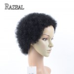 Razeal Cheap Afro Kinky Curly Perruque Short Synthetic Wig African American Short Wigs For Black Women Curl Female Wig Cosplay