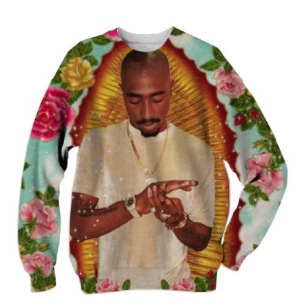 Real American Size Fashion TUPAC FLORAL 3D sublimation print Sweatshirts crewneck Plus size custom made clothing