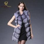 Real Fox Fur Vest Women 2017 New Updated Style Genuine Fox Fur Coat Gilet Long Jacket Winter Russian Natural Fox Fur Coats Vest