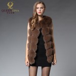 Real Fox Fur Vest Women 2017 New Updated Style Genuine Fox Fur Coat Gilet Long Jacket Winter Russian Natural Fox Fur Coats Vest