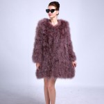 Real Fur Coat Women's coat  Ostrich Material  Female Accessories  90 CM Length Plus Size For Young Lady Trendy Spring  DS1006-1