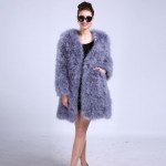 Real Fur Coat Women's coat  Ostrich Material  Female Accessories  90 CM Length Plus Size For Young Lady Trendy Spring  DS1006-1