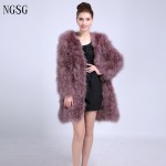 Real Fur Coat Women's coat  Ostrich Material  Female Accessories  90 CM Length Plus Size For Young Lady Trendy Spring  DS1006-1