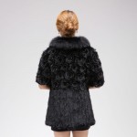 Real Mink knitting fur coat woman Winter warm knitting coat fox fur collar Fashion Slim Fit Garment Large size4XL with flowers