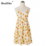 RealShe Women Summer Dress 2017 Woman Sleeveless Floral Print Beach Mini Spaghetti Strap Dress Woman Sexy Boho Dress Vestidos