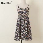 RealShe Women Summer Dress 2017 Woman Sleeveless Floral Print Beach Mini Spaghetti Strap Dress Woman Sexy Boho Dress Vestidos