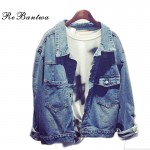 Rebantwa Spring Denim Women Jackets And Coats Streetwear Style Causal Loose Plus Size Girls Tops Oversized Denim Jacket