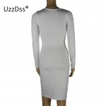 Red Black White Long Sleeve Elastic Cotton Warm Party Dresses 2018 Vestidos Sexy Midi Pencil Club Bodycon Bandage Dress