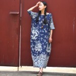 Red Blue Printed Plus size Women Long Dress Chinese style Oversized Loose Dress Robe Femme Brand Linen Cotton Print Dress A004