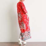 Red Blue Printed Plus size Women Long Dress Chinese style Oversized Loose Dress Robe Femme Brand Linen Cotton Print Dress A004