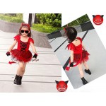 Red Dress with Tiara Tail Cat Girls Toddler Costume Halloween Cosplay Christmas Baby Children Clothing Kids Clothes for 4-10T