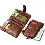 Removeable Zipper Pocket Men Vintage Wallets 100% Oil Wax Genuine Leather Wallet Fashion  Brand Purse Card Holder Coin Purse