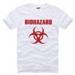 Resident Evil Biohazard Logo Printed Mens Men T Shirt Tshirt Fashion 2015 New Short Sleeve Cotton T-shirt Tee Camisetas Hombre