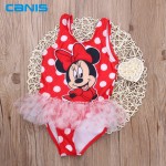 Retail 2016 branded lovely mickey girls one piece swimwear kids one-pieces swimsuit beach children clothes bathsuit size 2-7T