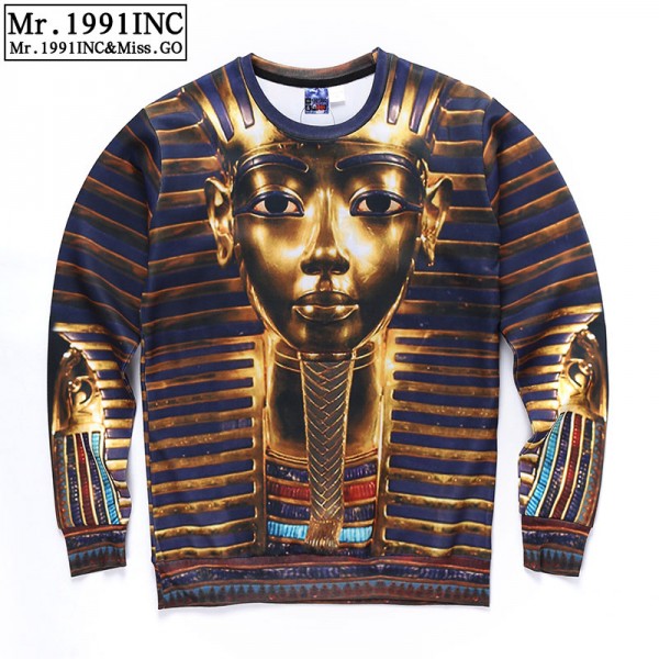 Retro stylish men/women autumn cotton round neck pullovers Egyptian pharaoh series 3D double print fashion hoodie sweatshirts