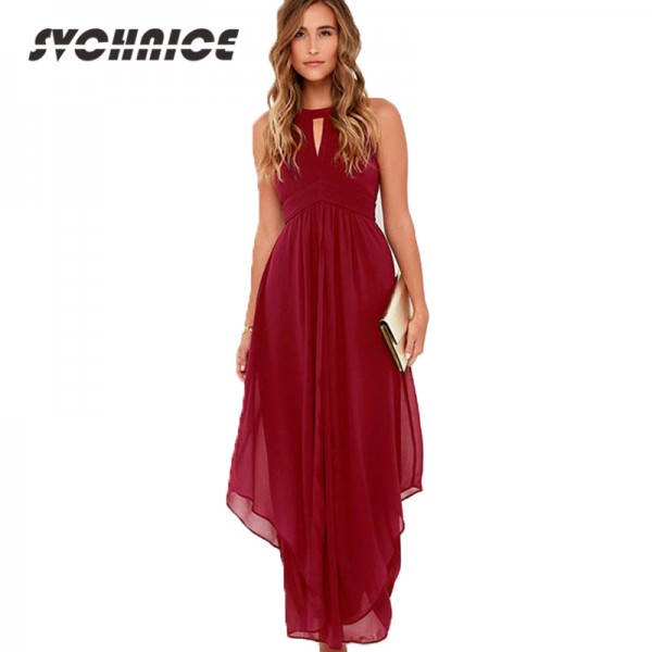 Robe Longue Femme 2017 Brand Elegant Wine Red Long Dress Party Wedding Sexy Chiffon Summer Women Dress Maxi Vestidos De Festa 