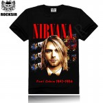 Rocksir 16 Kinds of Patterns 2015 Newest 100% cotton top Printed men's Black shirt T-shirts nirvana music band T-shirt rock