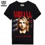 Rocksir 16 Kinds of Patterns 2015 Newest 100% cotton top Printed men's Black shirt T-shirts nirvana music band T-shirt rock