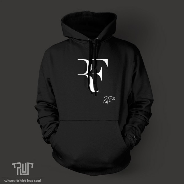 Roger Federer signature RF logo perfect  men unisex pullover hoodie Sweatshirt 10.3oz weight fleece organic cotton Free Shipping