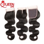 Rosa Hair Products Brazilian Virgin Hair With Closure Human Hair Bundles With Closure 3 Bundles Brazilian Body Wave With Closure